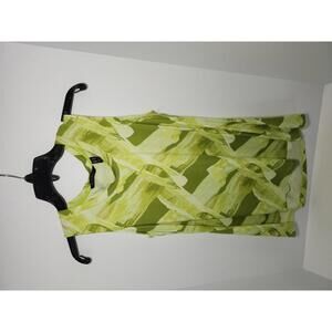Stylish H by Halston Green Abstract Print Sleeveless Top